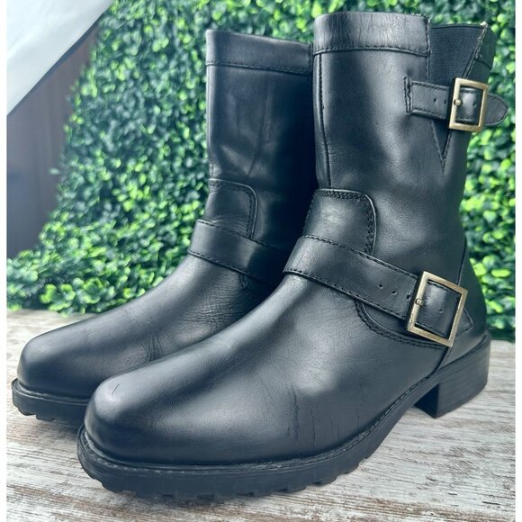 SOFTWALK Bellville Boot Women’s 6.5M Black Leather Moto Biker Ankle Zip Comfort - Picture 5 of 16
